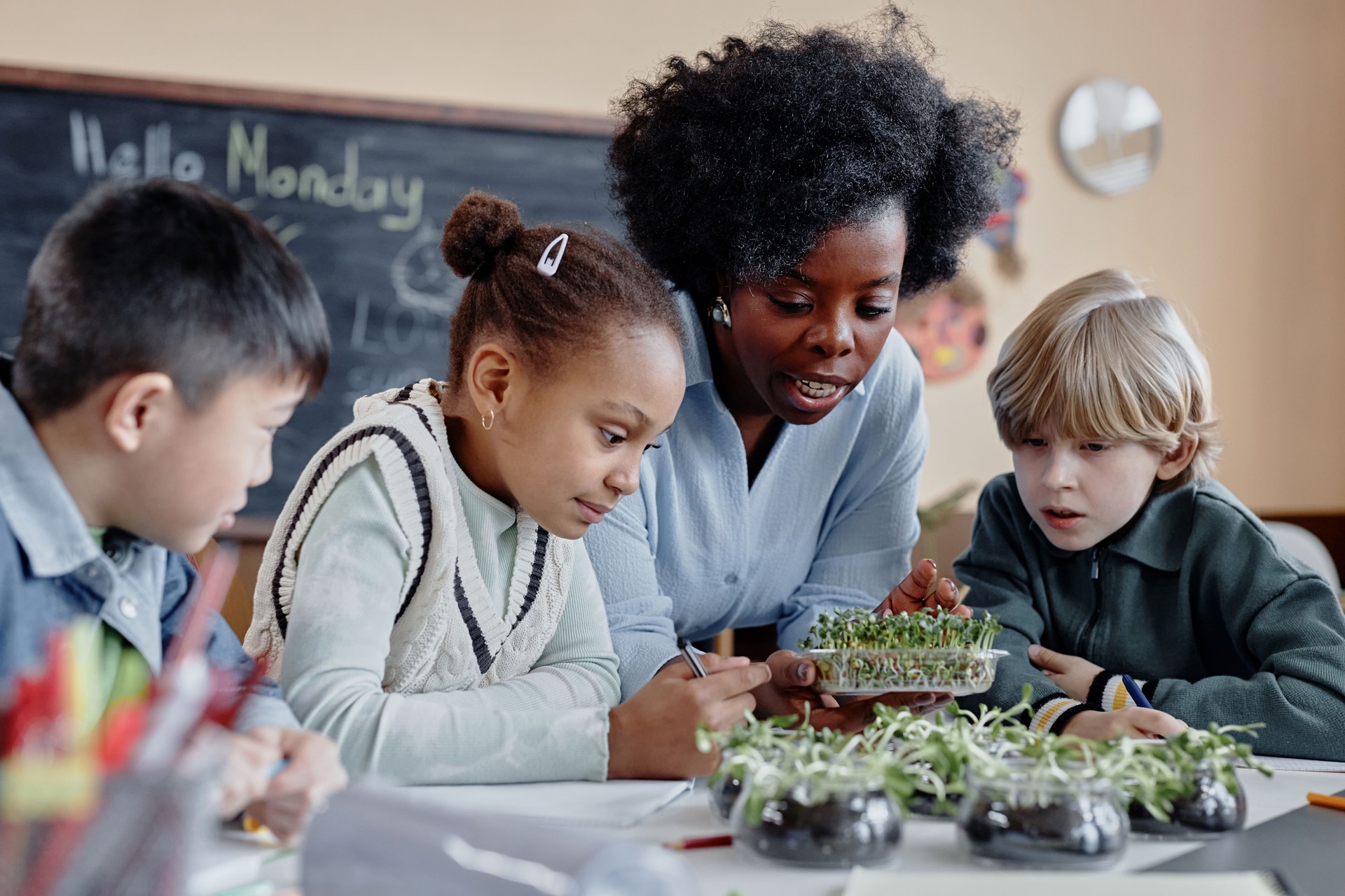 Female Teacher Explaining Photosynthesis at Natural Science Lesson